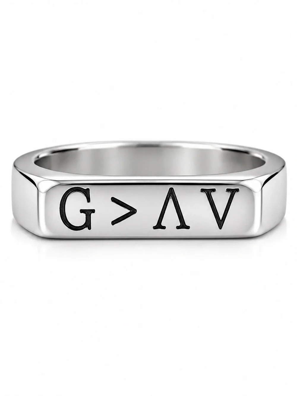 Silver Tone Engraved Band Ring Size 6 • God is Greater Than the Highs and Lows